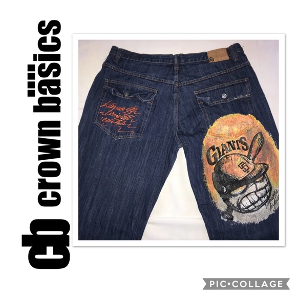 Crown Basics Mens Customized SF Giants Jeans - Picture 1 of 8